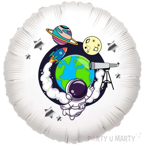 balon foliowy kosmiczne party ziemia bialy 18 rnd