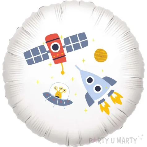 balon foliowy kosmiczne urodziny bialy 18 rnd