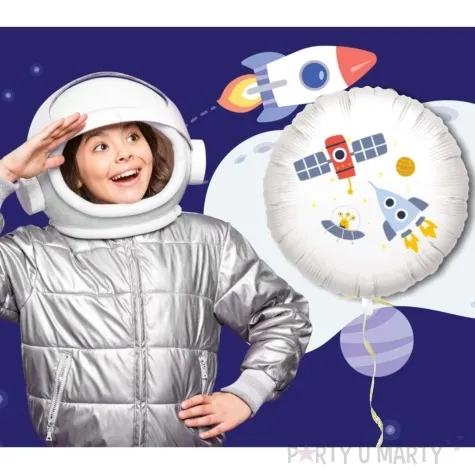 balon foliowy kosmiczne urodziny bialy 18 rnd