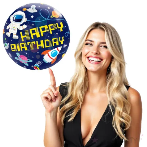 balon foliowy kosmos happy birthday qualatex bubbles 22 orb