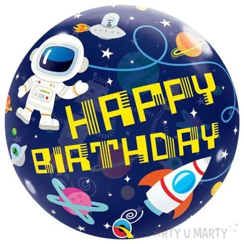 balon foliowy kosmos happy birthday qualatex bubbles 22 orb