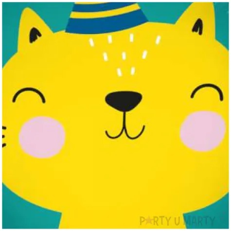 balon foliowy kot w czapeczce urodzinowej turkusowy folat 18 rnd