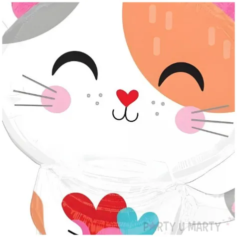 balon foliowy kot z sercami dekoracja prezent na walentynki urodziny amscan 31 shp