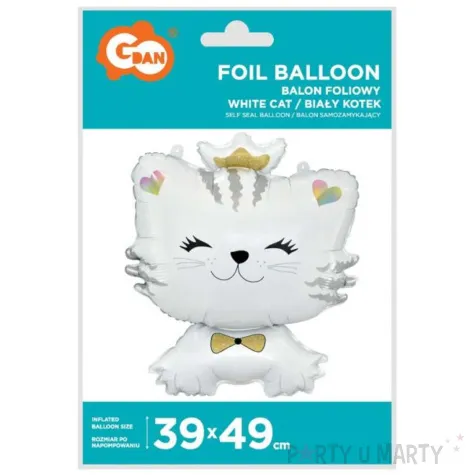 balon foliowy kotek w koronie bialy godan 19 shp