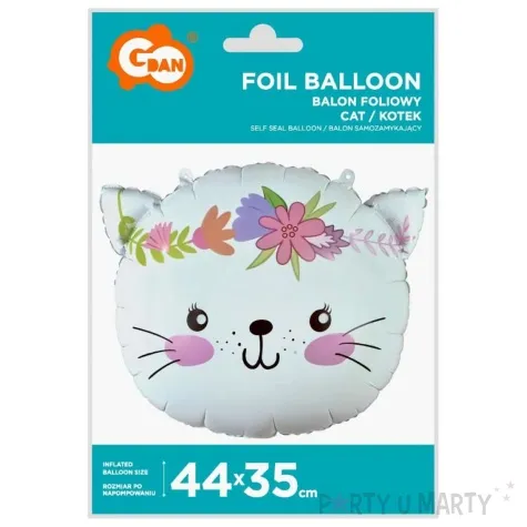 balon foliowy kotek z wiankiem bialy godan 17 shp