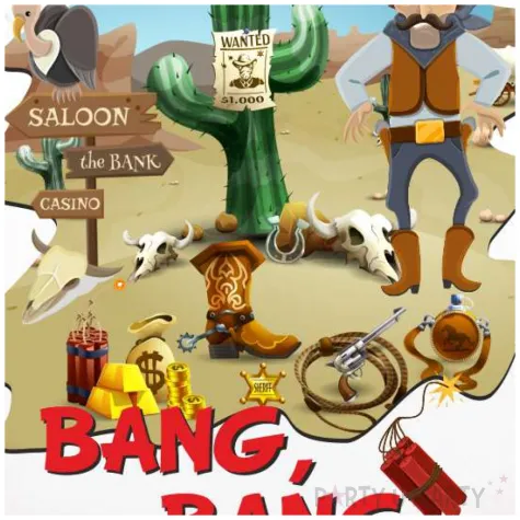 balon foliowy kowbojskie party bang bang bialy 18 rnd