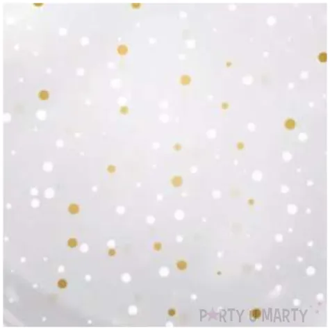 balon foliowy kropki bialo zlote transparentny tuban 18 orb