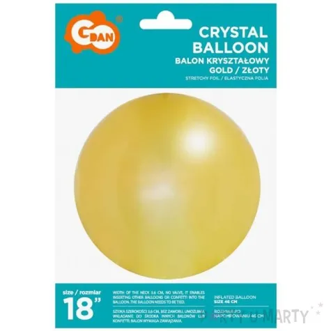 balon foliowy krysztalowy zloty godan 18 orb