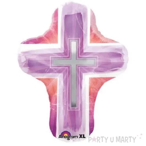 balon foliowy krzyz rozowy amscan 24 shp
