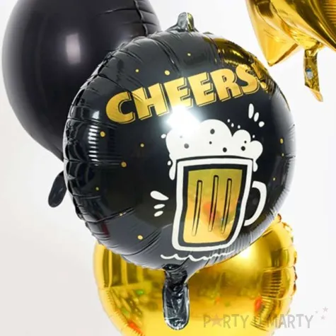 balon foliowy kufel piwa cheers czarno zloty folat 18 rnd