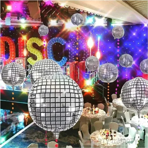 balon foliowy kula dyskotekowa disco srebrny 7 7 21 orb