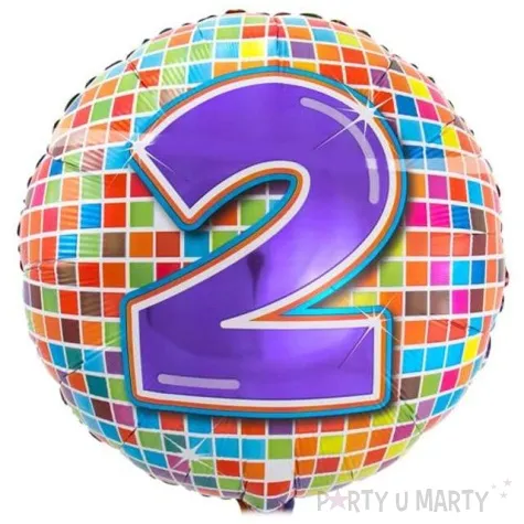 balon foliowy kula dyskotekowa liczba 2 folat 18 orb