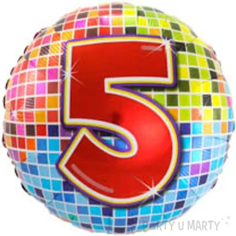 balon foliowy kula dyskotekowa liczba 5 folat 18 orb