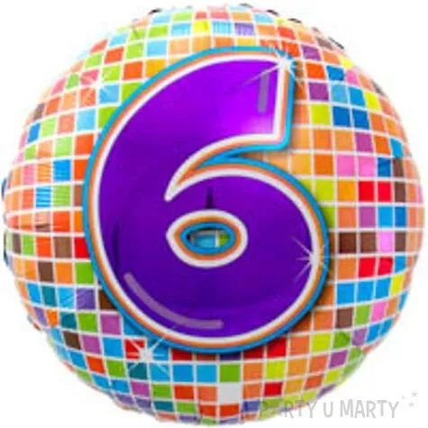balon foliowy kula dyskotekowa liczba 6 folat 18 orb
