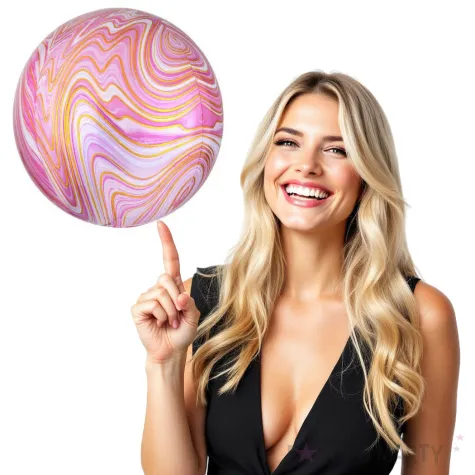 balon foliowy kula marmurek rozowy amscan 15 orb
