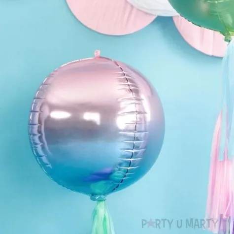 balon foliowy kula ombre metalic fioletowo niebieski partydeco 14 orb