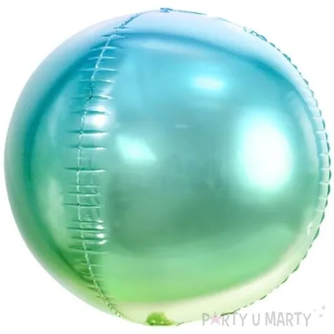 balon foliowy kula ombre metalic niebiesko zielony partydeco 14 orb