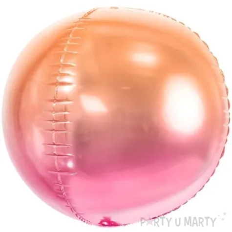 balon foliowy kula ombre metalic rozowo pomaranczowy partydeco 14 orb