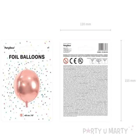 balon foliowy kula rozowe zloto partydeco 16 orb