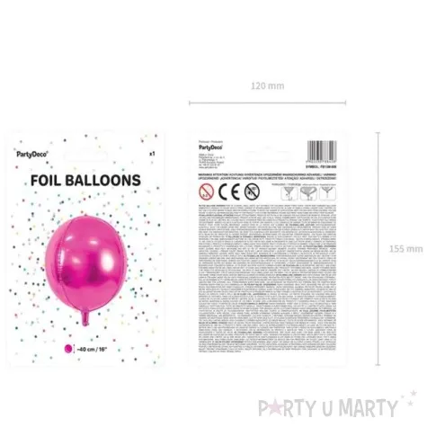 balon foliowy kula rozowy partydeco 16 orb