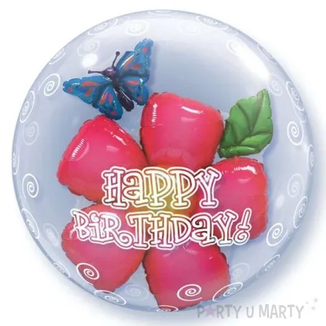 balon foliowy kwiatek w balonie qualatex bubbles 24 orb