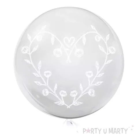 balon foliowy kwiatowe serce transparentny tuban 18 rnd