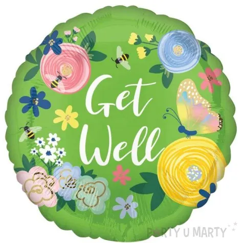 balon foliowy kwiaty get well amscan 16 rnd