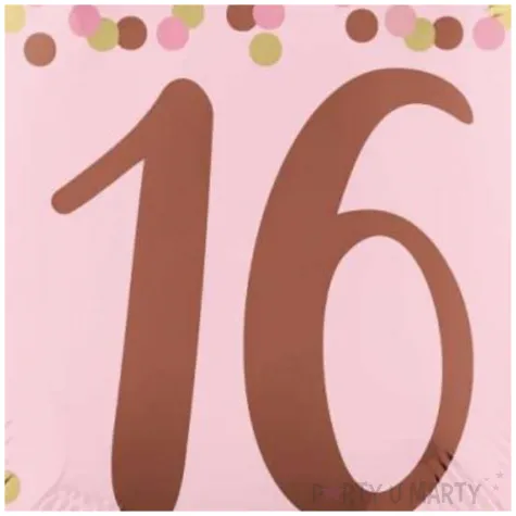 balon foliowy liczba 16 dekoracja na 16 urodziny rozowy amscan 18 rnd