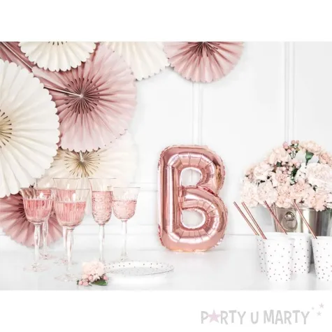 balon foliowy litera b rozowe zloto partydeco 14 ltr