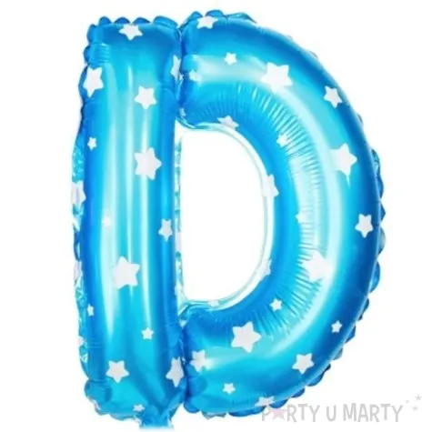 balon foliowy litera d gwiazdki blekitny oem 16 ltr