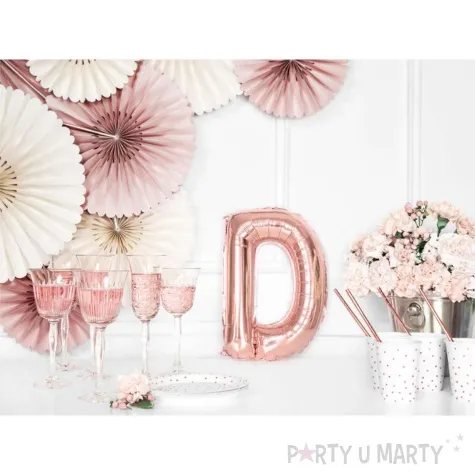 balon foliowy litera d rozowe zloto partydeco 14 ltr