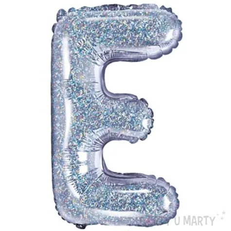balon foliowy litera e holograficzna srebrny partydeco 14 ltr