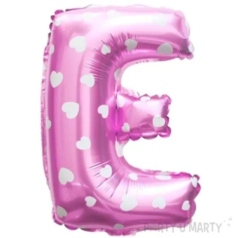 balon foliowy litera e serduszka rozowy oem 16 ltr