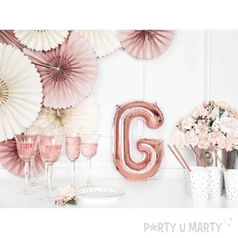 balon foliowy litera g rozowe zloto partydeco 14 ltr