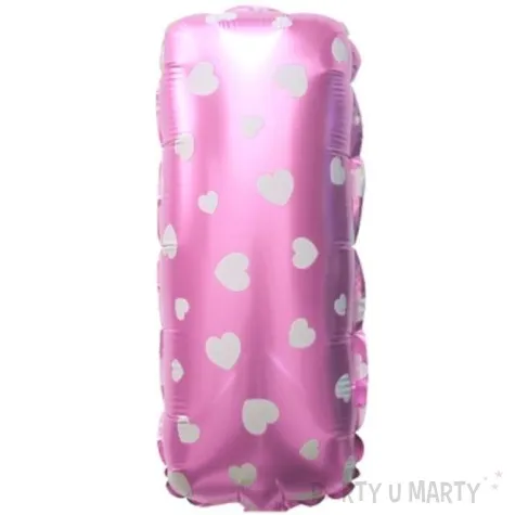 balon foliowy litera i serduszka rozowy oem 16 ltr