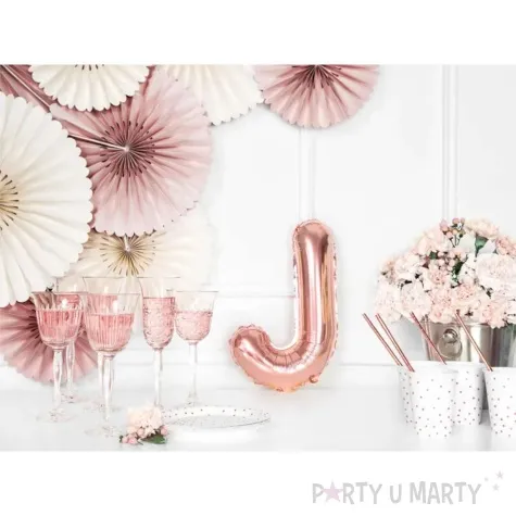 balon foliowy litera j rozowe zloto partydeco 14 ltr