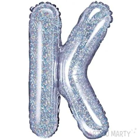 balon foliowy litera k holograficzna srebrny partydeco 14 ltr