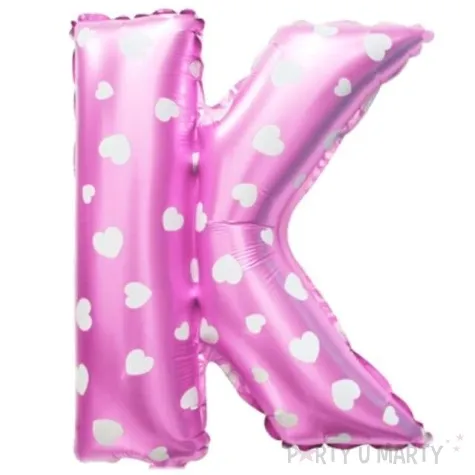 balon foliowy litera k serduszka rozowy jasny oem 16 ltr