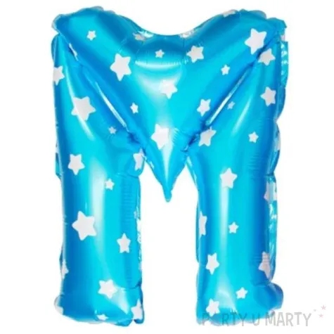 balon foliowy litera m gwiazdki niebieski oem 16 ltr