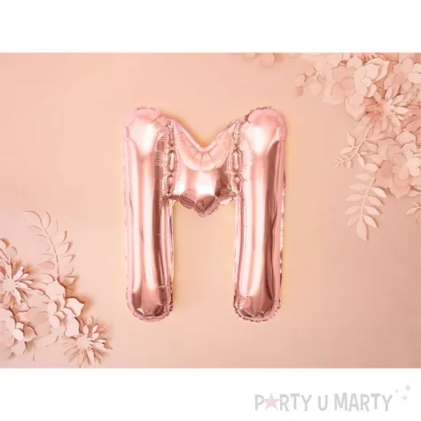 balon foliowy litera m rozowe zloto partydeco 14 ltr