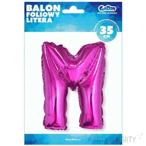 balon foliowy litera m rozowy godan 14 ltr