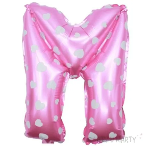 balon foliowy litera m serduszka rozowy jasny oem 16 ltr