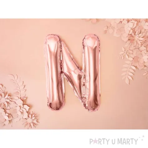 balon foliowy litera n rozowe zloto partydeco 14 ltr