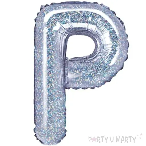 balon foliowy litera p 14 partydeco srebrny holograficzny