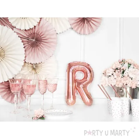 balon foliowy litera r rozowe zloto partydeco 14 ltr
