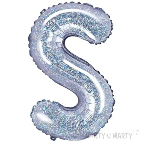 balon foliowy litera s 14 partydeco srebrny holograficzny