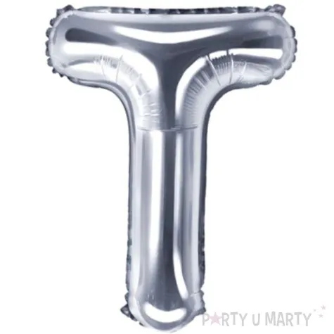 balon foliowy litera t 14 partydeco srebrny