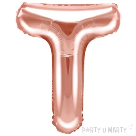 balon foliowy litera t rozowe zloto partydeco 14 ltr