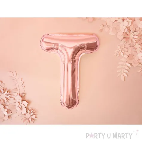 balon foliowy litera t rozowe zloto partydeco 14 ltr