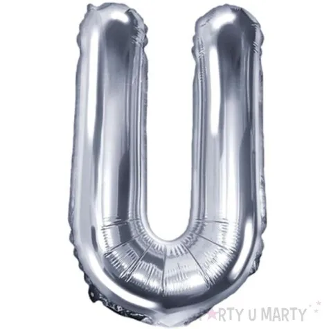 balon foliowy litera u 14 partydeco srebrny